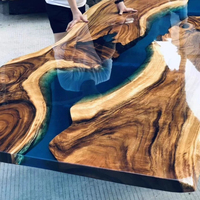 Prix d'usine table basse en résine de style naturel table de salon table à thé de salon bord vivant dalle de bois avec table à manger en époxy