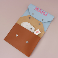 Portafoglio in Pelle PU per Carte di Punteggio Mahjong RR Wholesale, Chiusura a Scatto, Custodia Portatile, Accessorio per Gioco Mahjong da Viaggio