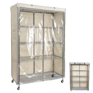 <span class=keywords><strong>YA</strong></span> SHINE Un lado Ver a través del panel Estante de alambre Estantería de almacenamiento de protección contra el polvo Cubierta de estante de alambre - Product Image 1