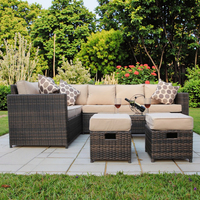 Moderne Buitenmeubelset, Roestbestendig Metalen Frame Tuinset Met PE Wicker Rattan Kussens voor Tuin & Patio