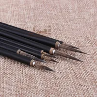 Pinceau Seiko Hook Line à manche en feuilles peintes, en poils de blaireau, pour peinture chinoise et calligraphie, disponible en tailles grande, moyenne et petite, et en forme de tablette de jade.