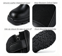 Bottes tactiques noires en cuir véritable pour hommes, vente en gros directe usine, imperméables avec fermeture éclair latérale pour entraînement en extérieur et dans le désert
