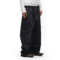Jeans Homme en Denim Japonais Selvedge Brut Ample de Qualité Supérieure, Noir Vintage – Fabricant Original XUCHANG