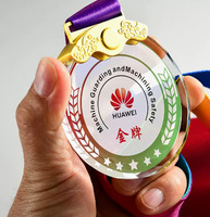 Médailles rondes en métal personnalisables avec impression découpée Gold Silver Bronze Crystal Awards for Sports Meeting Events Ribbon