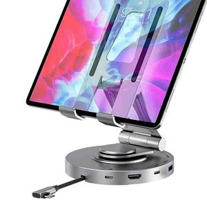 New Aluminum USB3.0 <strong>Docking</strong> Station Type-C Foldable Tablet Stand Adapter 8 in 1 <strong>USB</strong> 3.0 C Hub - Product Image 2