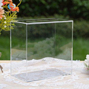 Scatola per biglietti in acrilico trasparente ecologica, spessa, personalizzabile, 10x10x5.5 pollici, per matrimoni, ricevimenti, raccolte fondi, votazioni e ricordi - Product Image 1
