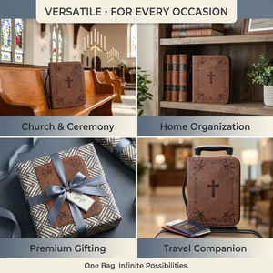 Sac de transport <span class=keywords><strong>pour</strong></span> Bible en cuir PU personnalisé avec fermeture éclair, étui imperméable grande capacité <span class=keywords><strong>pour</strong></span> femmes chrétiennes, cadeau <span class=keywords><strong>pour</strong></span> l'église - Product Image 3