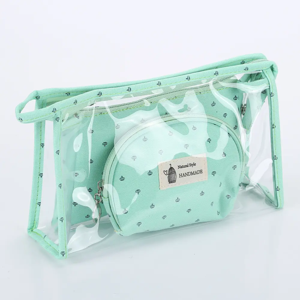 Langsung dari pabrik model baru tas kosmetik transparan tas kosmetik tiga bagian PVC tas kosmetik