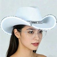 Costume de chapeau de cowboy néon LED personnalisé costume de casquette de cowgirl de l'espace pour les fêtes rave mariages carnavals-fête nouveautés nouveautés