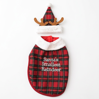 Manteau de Noël pour animaux de compagnie avec chapeau, vêtements pour chien, vêtements à carreaux pour chiots, pour petits animaux