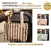 Sac de rangement suspendu pour poussette à motif personnalisé, sac de rangement pour poussette à volants, sac fourre-tout en coton à carreaux avec bordure à volants pour jeunes mamans