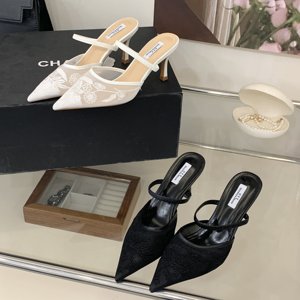 2026 New Arrival Embroidered Mesh Open-Heel High Heels for Women Vacation Style - Product Image 3