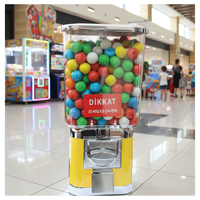 Mini distributeur de bonbons à monnayeur, en plastique jaune, manuel, fonctionnement 25 Krs, pour centre commercial, personnalisable en anglais
