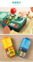 Boîte à lunch portable en plastique pour enfants, boîte à lunch compartimentée étanche, isolation thermique, couverts pour enfants