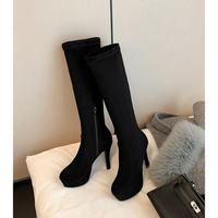 Bottes d'équitation en cuir véritable à talon fin, fermeture éclair, hauteur genou, pour l'hiver