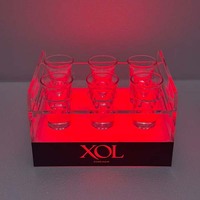 Présentoir LED pour verres à shot, porte-gobelets, plateau de service et présentoir de bouteilles pour bars, hôtels, restaurants et boîtes de nuit