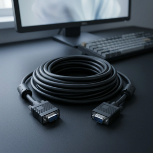 สาย VGA ยาว 20 เมตร - ปลอกหุ้ม PVC เส้นผ่านศูนย์กลาง 5 มม. แกนอะลูมิเนียม แกนเฟอร์ไรต์ 3+9c  หุ้มฉนวนสีดำ บรรจุแบบม้วน สำหรับจอภาพ - Product Image 2