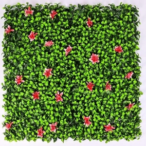 Custom-size Anti-UV Plastic Artificial Grass <b>Wall</b> Artificial Green Grass With Mini <b>Flower</b> Home Office Decor - Product Image 1