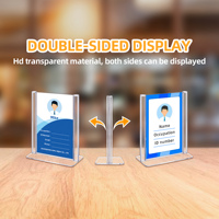 Mini support d'affichage vertical transparent personnalisé en forme de T en plastique pour nom de carte prix étiquette de carte support de comptoir
