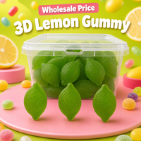 Permen Gummy Bentuk Lemon 3D Grosir, Model Buah Realistis, Rasa Lime Lembut, Permen Pesta Anak-Anak dalam Kemasan Besar