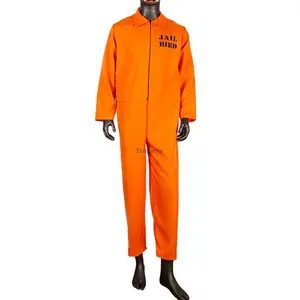 大人のメンズオレンジコンビクトスーツ囚人オーバーオール刑務所ジャンプスーツドレスアップ衣装手錠eパーティー