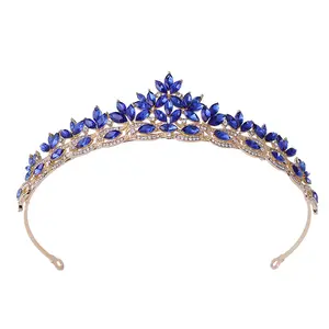 Bruiloft Hoofd Sieraden Blad Ingelegd Crystal Bridal Crown Hoofdband Kroon Prinses Voor Meisjes