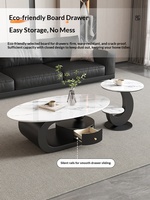 Table basse ovale moderne en bois de luxe léger italien, design noir et blanc, pour salon, mobilier de maison, sans rangement extérieur