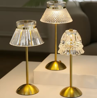 Lampe de table en verre avec base en métal luxueuse, sans fil, commande tactile, portable, rechargeable, lampe de bureau LED décorative pour restaurant