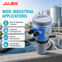 Transmitter Level Ultrasonik RS485 0-15m Output 4-20mA 24VDC Sensor Level Cairan Akurasi Tinggi untuk Saluran Terbuka