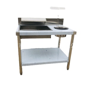 สถานีเตรียมอาหารเชิงพาณิชย์ สแตนเลสแบบตั้งพื้น พร้อมอ่างล้างมือ ตะกร้า และคุณสมบัติป้องกันการกัดกร่อน สำหรับไก่ทอดและแฮมเบอร์เกอร์ - Product Image 5