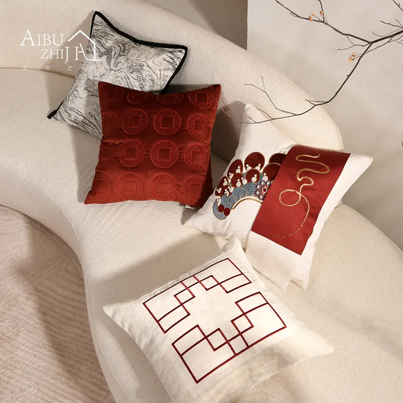 AIBUZHIJIAチャイニーズオリエンタルデザイン装飾枕高級クッションカバー装飾ホームスロー枕カバー家の装飾