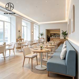 Set di Arredamento Elegante Ron Group, Divano a L in Tessuto, Sedia Personalizzata, Tavolo Quadrato in Legno per Ristorante - Product Image 3
