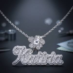 KIVORA'S Custom Iced Out Name Pendant Necklace <b>Letter</b> <b>Charm</b> Rhodium Plated 925 Silver Jewelry for Party Gift - Product Image 1