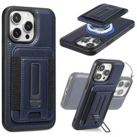 Casing ponsel dompet kulit Premium mewah dengan dudukan dompet magnetik untuk iPhone 14 15 16 17 casing kulit ponsel warna cokelat