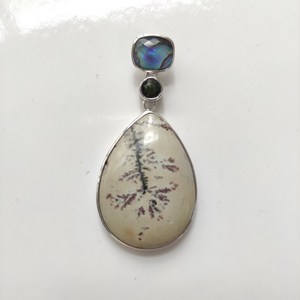 Pendentif en argent 925 en forme de coquille d'ormeau naturelle - Product Image 1