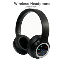 Casque de jeu double mode avec écran LCD, casque sans fil supra-auriculaire, bandeau réglable, pliable avec affichage numérique de la puissance
