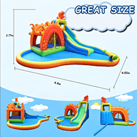 Toboggan aquatique gonflable sur le thème des dinosaures personnalisé avec piscine, équipement de jeu aquatique pour enfants en Oxford pour les fêtes d'été