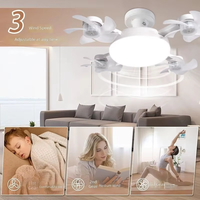 Ventilateur de plafond LED à intensité variable, trois couleurs, base à vis E27, silencieux, pour chambre et couloir