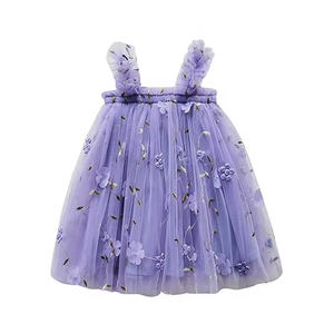 Vestito Tutu per bambine senza maniche abito in Tulle ricamato floreale verde vestito da principessa bambina - Product Image 5
