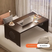 Bureau d'ordinateur portable pliable en bois massif avec surface en bois de caoutchouc pour dortoirs étudiants - Bureau d'étude portable pour chambre à coucher