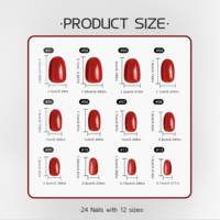 AIERFEI 30 pièces de faux ongles de luxe de couleur rouge, motifs œil de chat, faux ongles en gros, en couleur rouge, pointes d'ongles