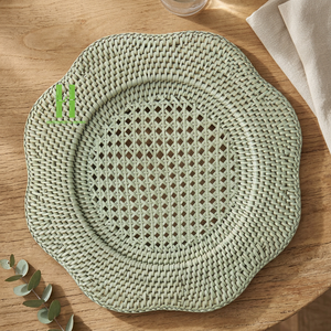 Assiette de table artisanale en bambou naturel tressé de haute qualité, écologique, couleur personnalisée, style bohème, épaisseur 10 mm, logo personnalisé, diamètre 33/35 cm - Product Image 1