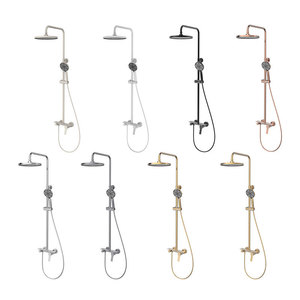 Custom Shower Set All Copper Hot Cold Mixing Valve 23Cm Rainhead With 26Cm Shelf Spray Massage Bathroom Faucet - Product Image 4