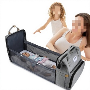 Sac à dos à langer pour maman, lit bébé intégré, grande capacité, pour couches, biberons, matelas à langer, sacs d'allaitement pratiques, fermeture éclair extérieure - Product Image 1