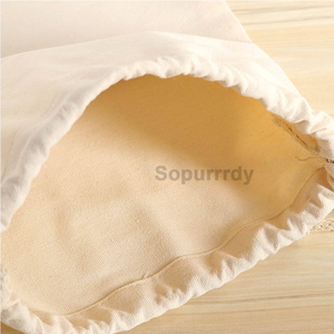 Custom Logo Durable Linen Canvas Cotton Drawstring Bag Eco-Friendly Double Drawstring Closure Reusable Storage Pouch - Product Image 5