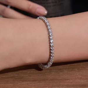 Bracelet de luxe en diamants de laboratoire pour femme, taille brillant rond, plaqué rhodium, or rose, or blanc, argent - Product Image 6