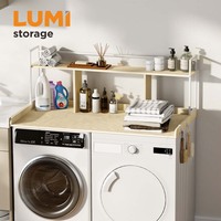 Planche de comptoir étanche pour lave-linge et sèche-linge WMS14-02, capacité 100 kg, étagère de rangement en bois robuste pour buanderie avec rebords de protection