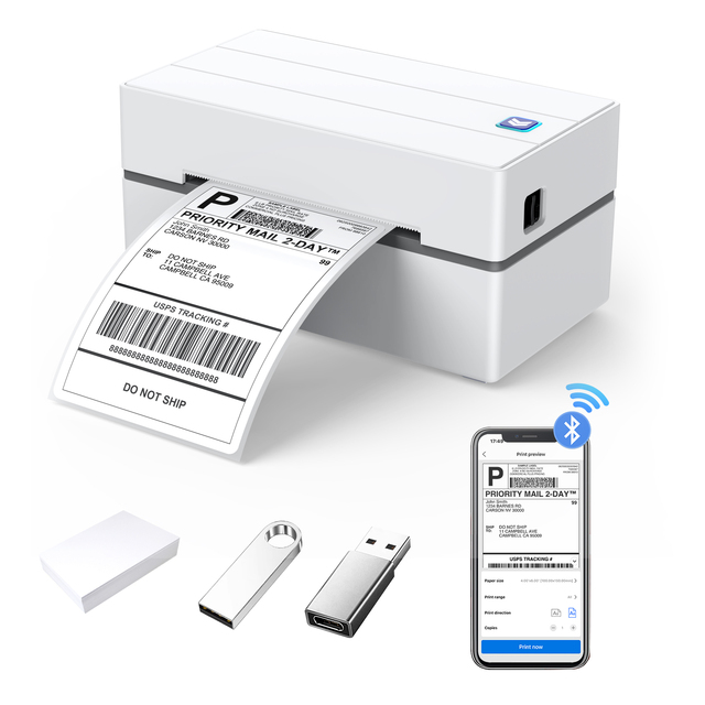 Uyin Y810 110mm Free Shipping Label Printer Large Bin Barcode Label 4x6 Roll Sticker Thermal Printer BT Thermal Sticker Printer