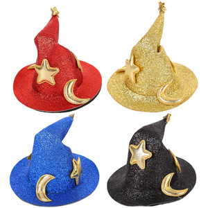 Halloween Party Favor Mini Witch <b>Hat</b> Hairpin Glitter Fabric <b>Wizard</b> <b>Hat</b> Cosplay Photo Booth Prop Supplies - Product Image 5