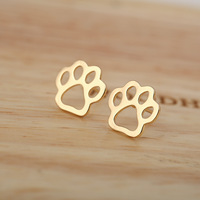 Boucles d'oreilles clous mignonnes en forme de patte de chat/ours/chiens pour femmes, en acier inoxydable électroplaqué, personnalisables - Vente en gros